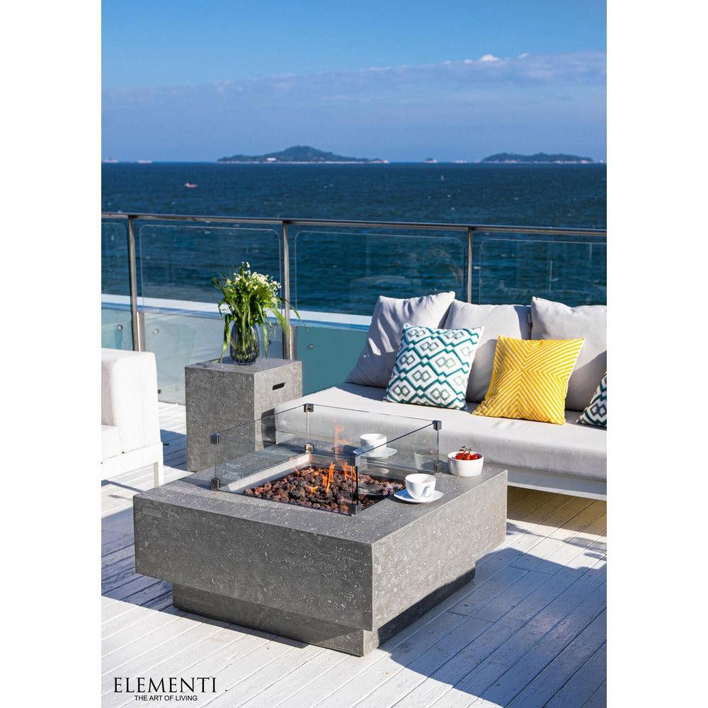 Elementi Manhattan 36" Square Light Gray Concrete Natural Gas Fire Table