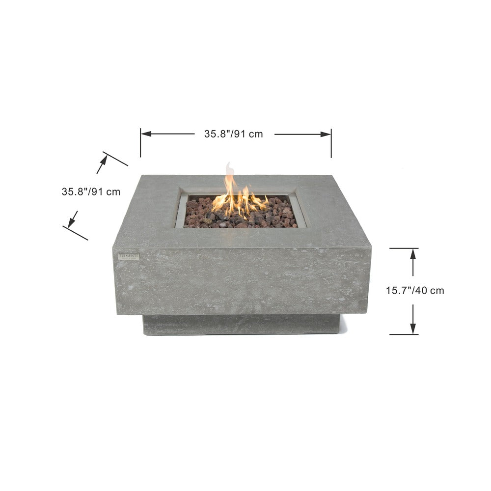 Elementi Manhattan 36" Square Light Gray Concrete Natural Gas Fire Table