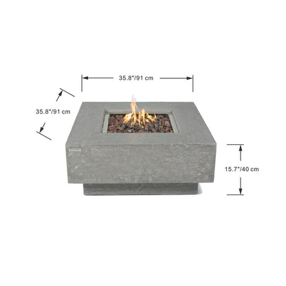 Elementi Manhattan 36" Square Light Gray Concrete Natural Gas Fire Table