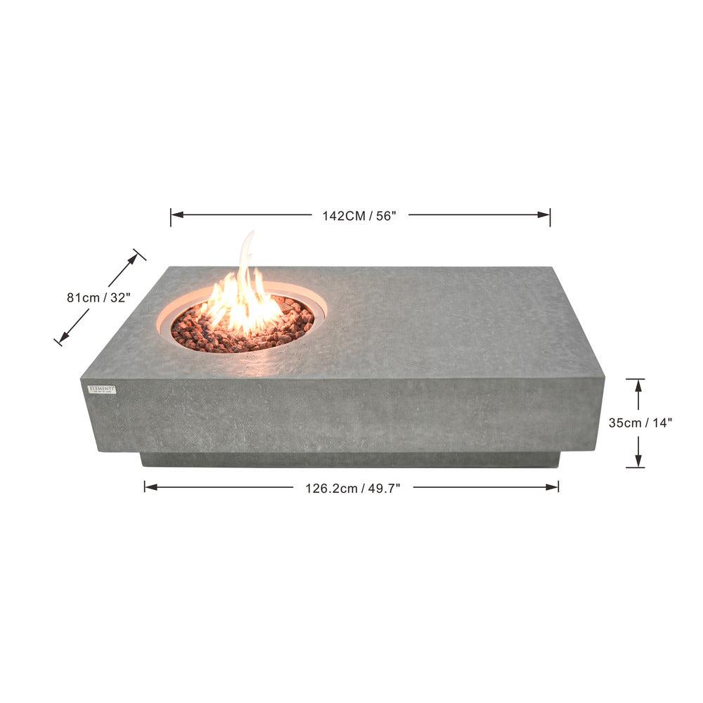 Elementi Metropolis 32" Rectangle Light Gray Concrete Natural Gas Fire Table