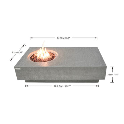 Elementi Metropolis 32" Rectangle Light Gray Concrete Natural Gas Fire Table
