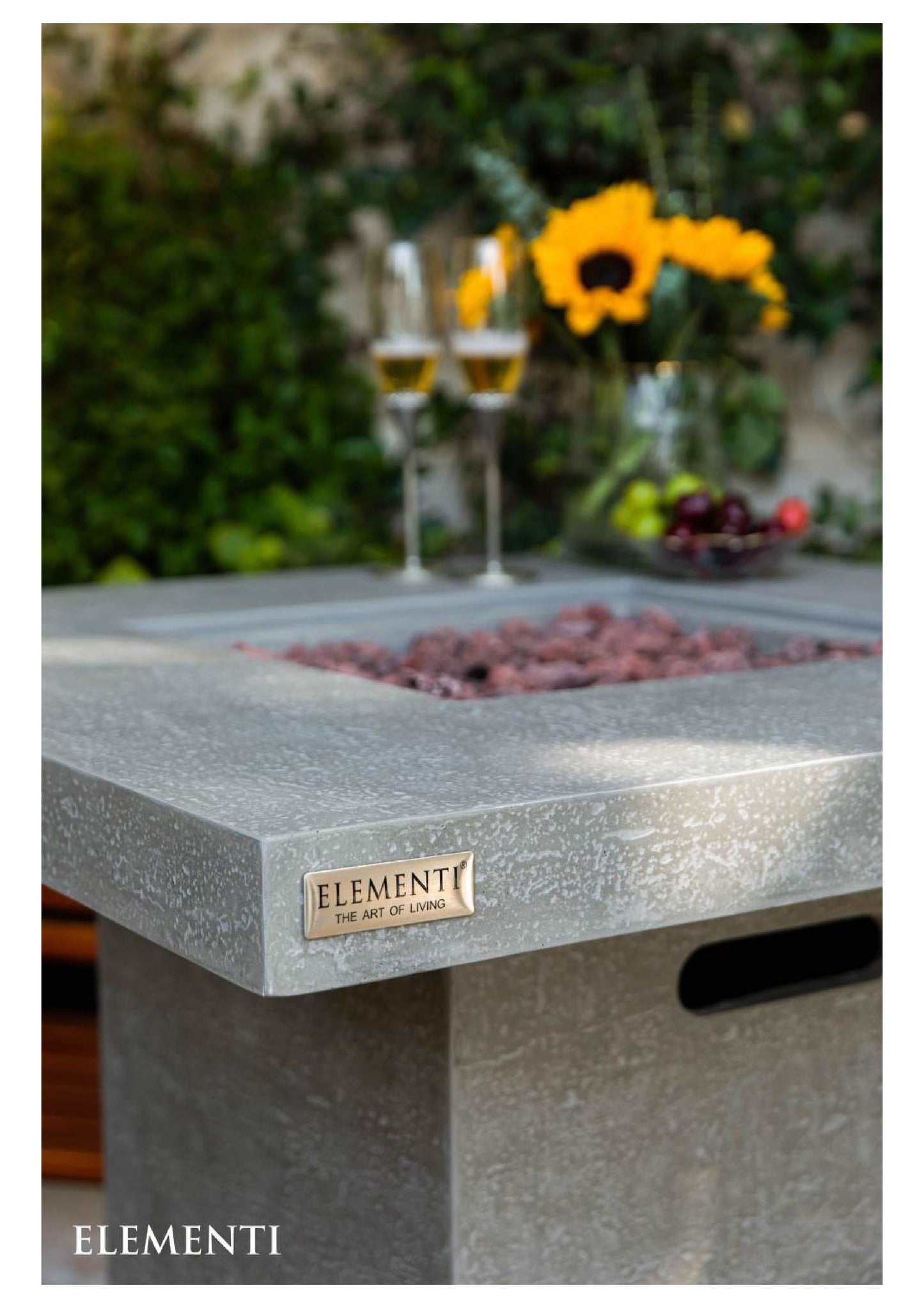 Elementi Montreal 34" Square Light Gray Concrete Liquid Propane Bar Table