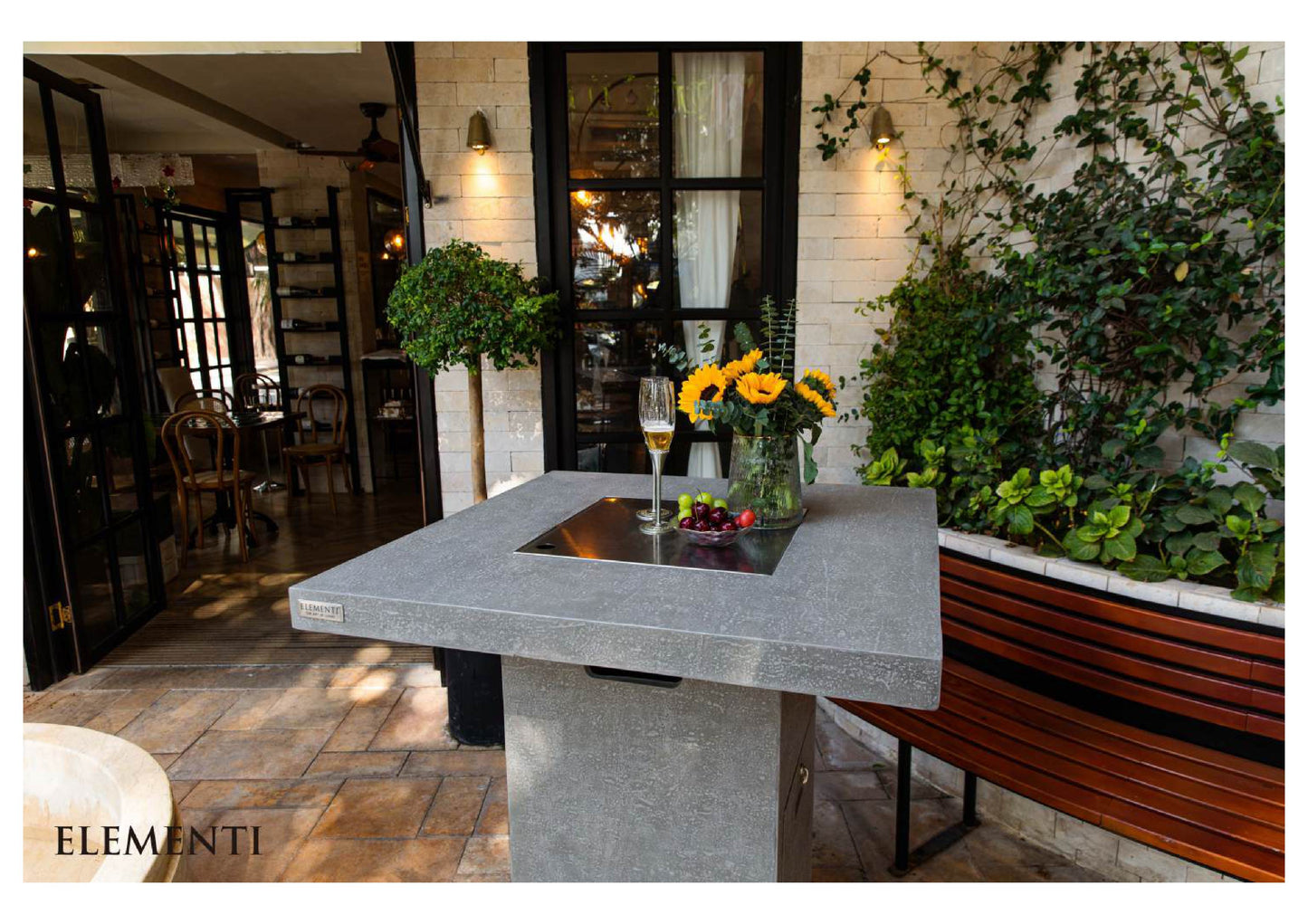 Elementi Montreal 34" Square Light Gray Concrete Liquid Propane Bar Table