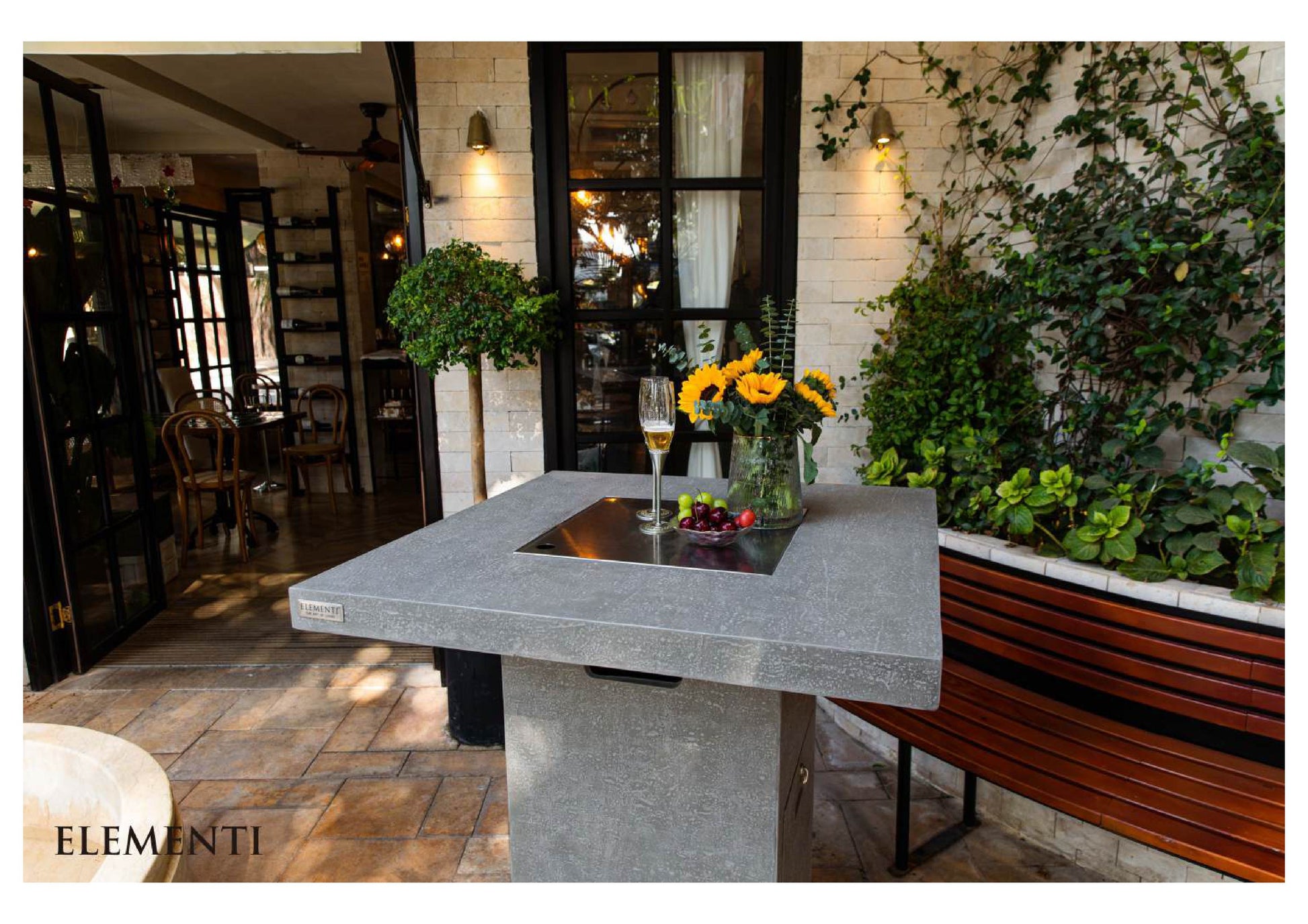 Elementi Montreal 34" Square Light Gray Concrete Liquid Propane Bar Table