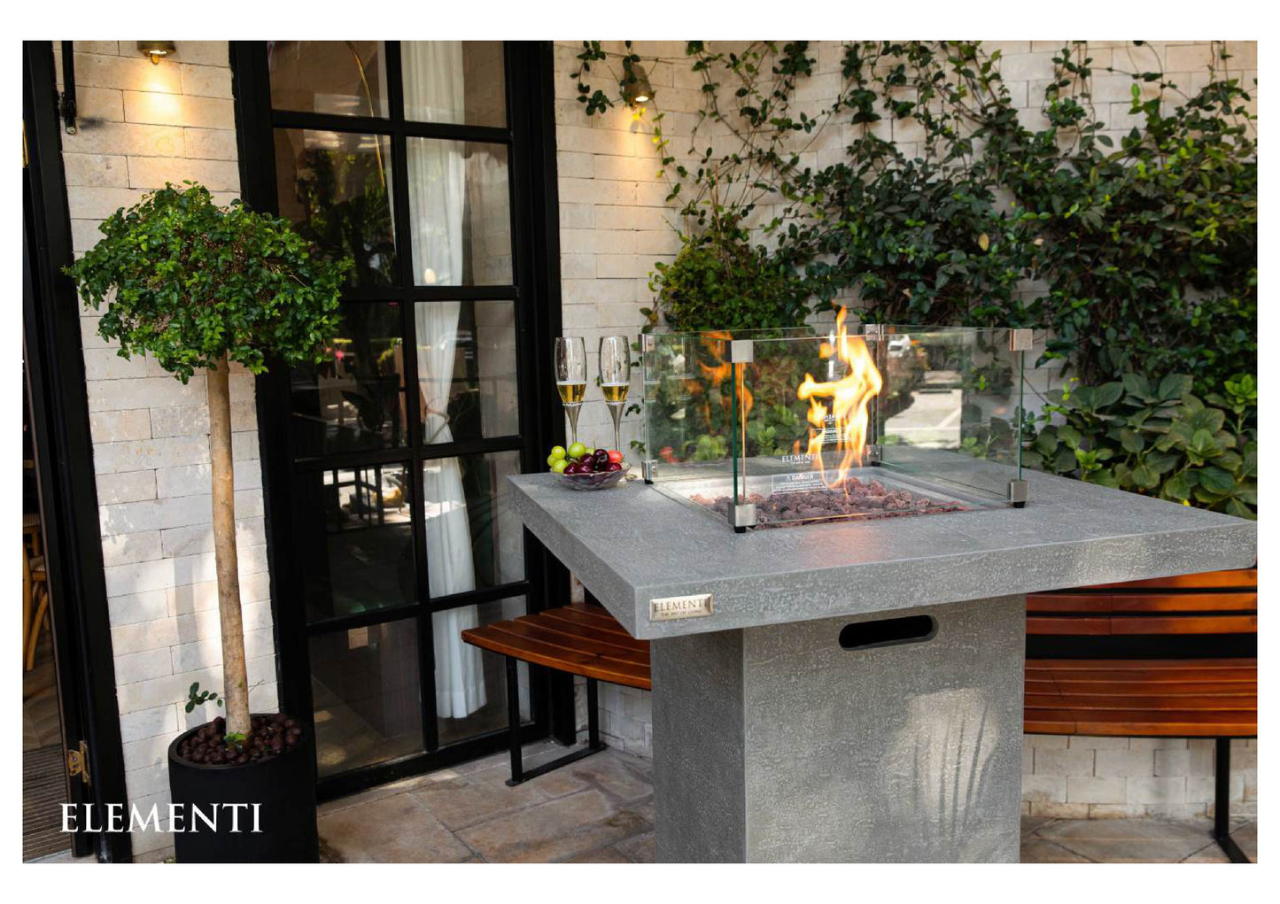 Elementi Montreal 34" Square Light Gray Concrete Liquid Propane Bar Table
