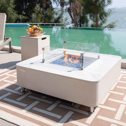 Elementi Plus 16" x 21" Square Bianco White Concrete Tank Cover (ONB02-101BW)