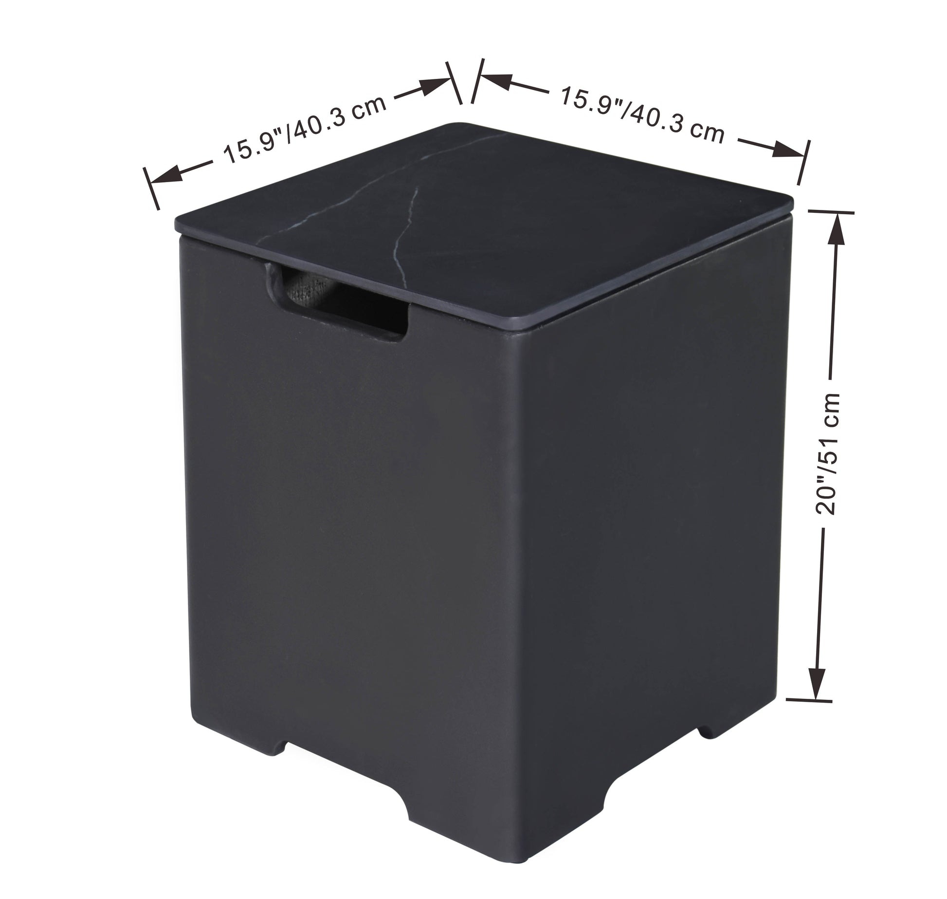 Elementi Plus 16" x 21" Square Bulgaria Black Concrete Tank Cover (ONB02-101BB)
