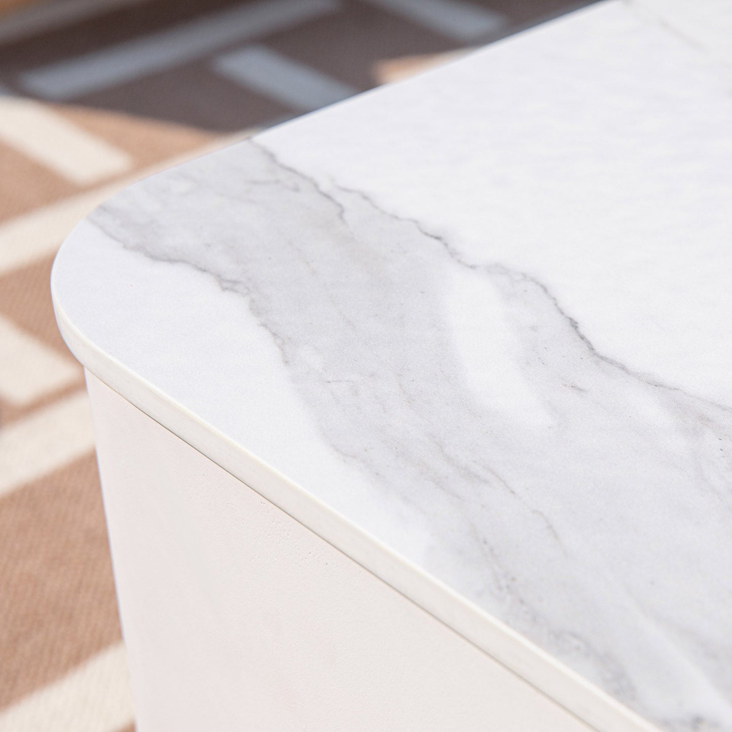 Elementi Plus Annecy 42" Bianco White Marble Porcelain Liquid Propane Fire Table