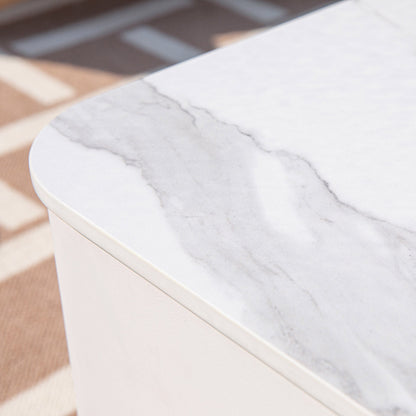 Elementi Plus Annecy 42" Bianco White Marble Porcelain Liquid Propane Fire Table