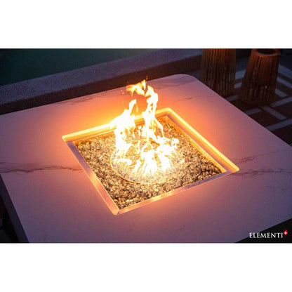 Elementi Plus Annecy 42" Bianco White Marble Porcelain Natural Gas Fire Table