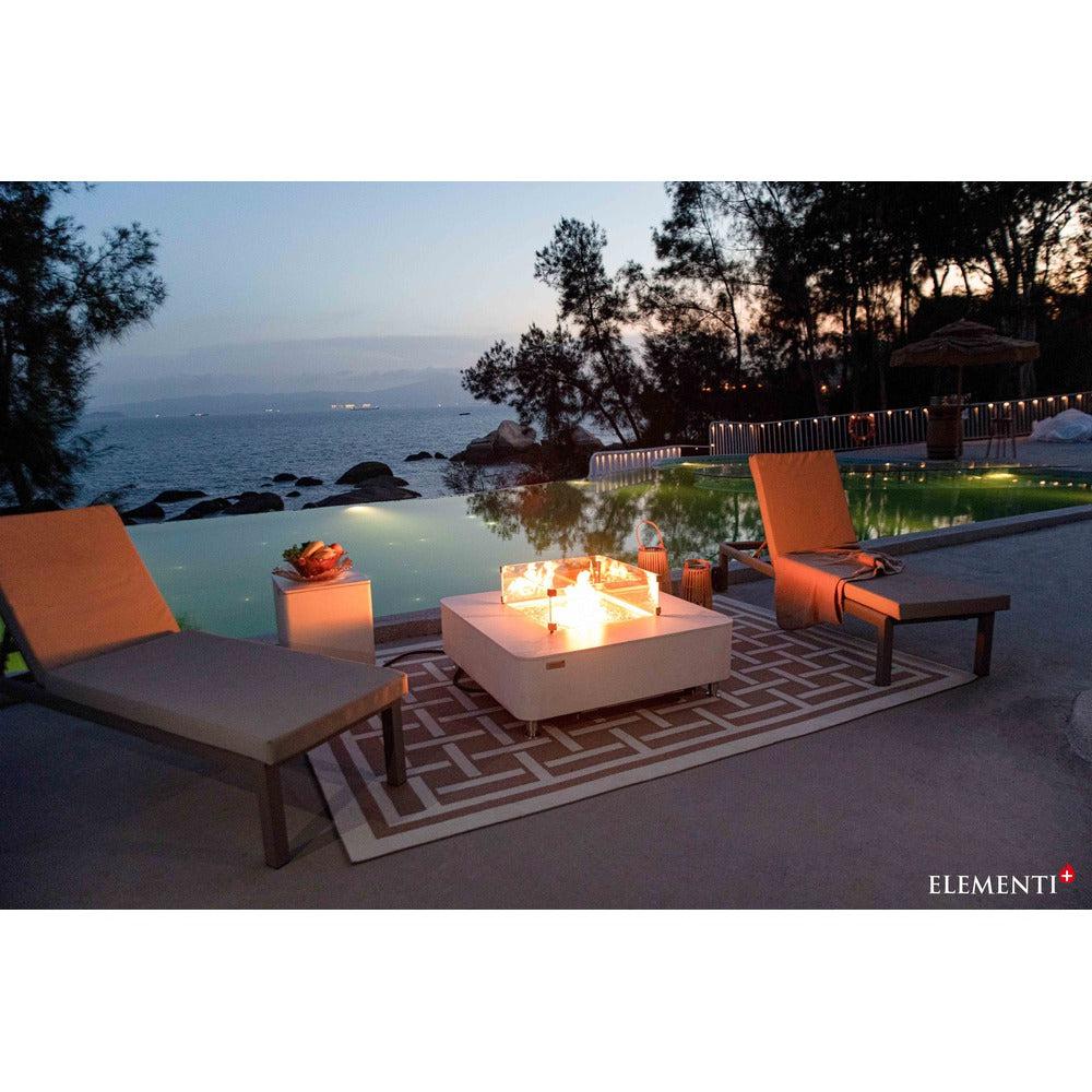 Elementi Plus Annecy 42" Bianco White Marble Porcelain Natural Gas Fire Table