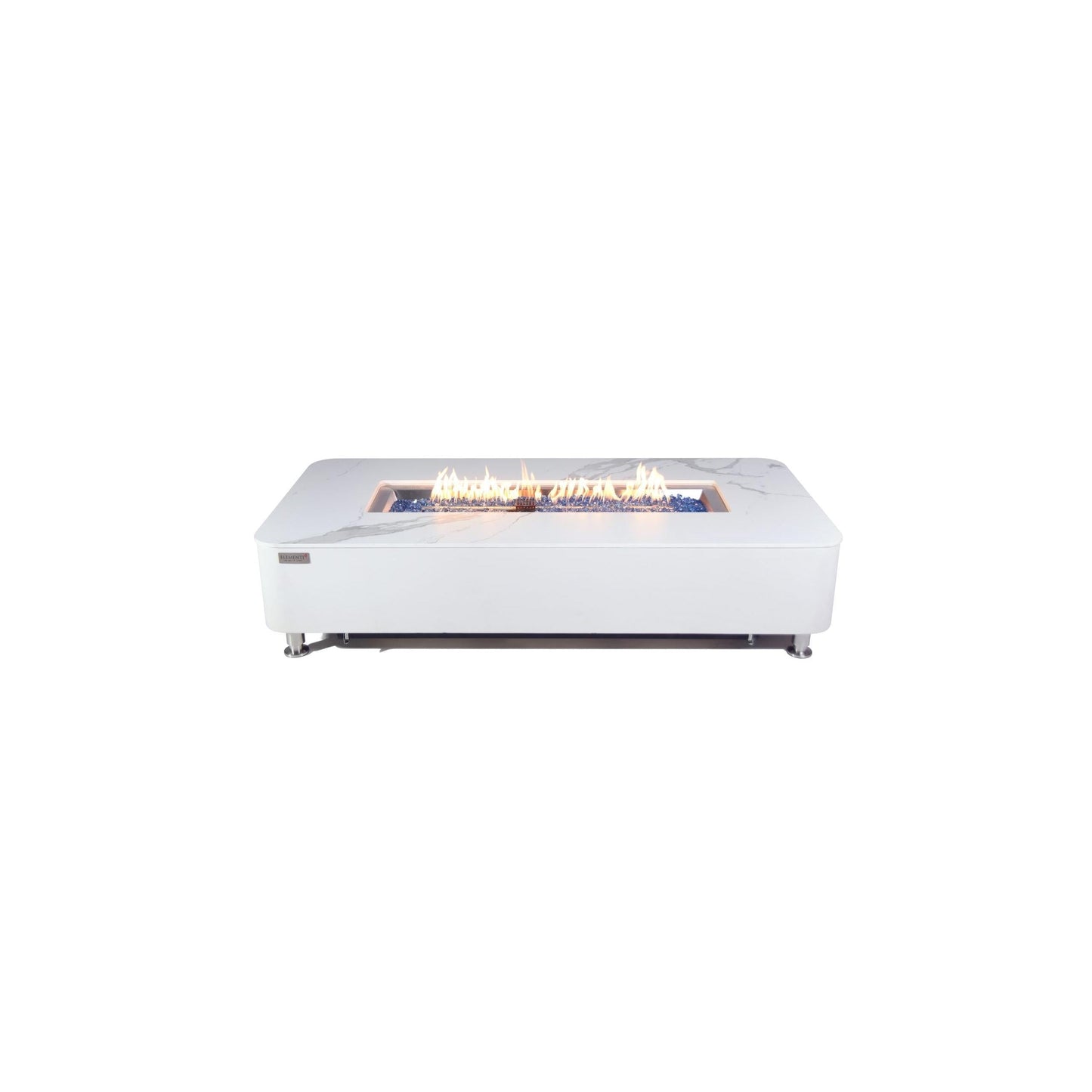 Elementi Plus Athens 30" Bianco White Concrete Liquid Propane Marble Porcelain Fire Table