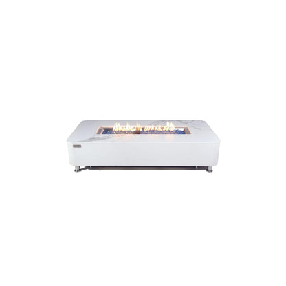 Elementi Plus Athens 30" Bianco White Concrete Liquid Propane Marble Porcelain Fire Table