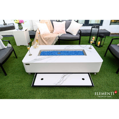 Elementi Plus Athens 30" Bianco White Concrete Liquid Propane Marble Porcelain Fire Table