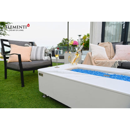 Elementi Plus Athens 30" Bianco White Concrete Liquid Propane Marble Porcelain Fire Table