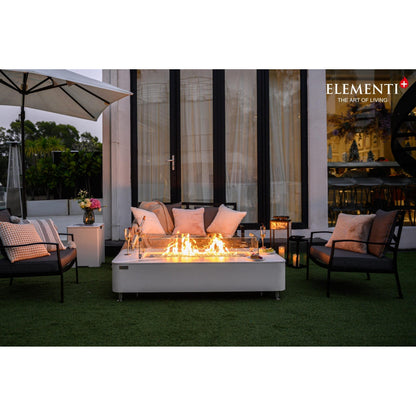Elementi Plus Athens 30" Bianco White Concrete Liquid Propane Marble Porcelain Fire Table