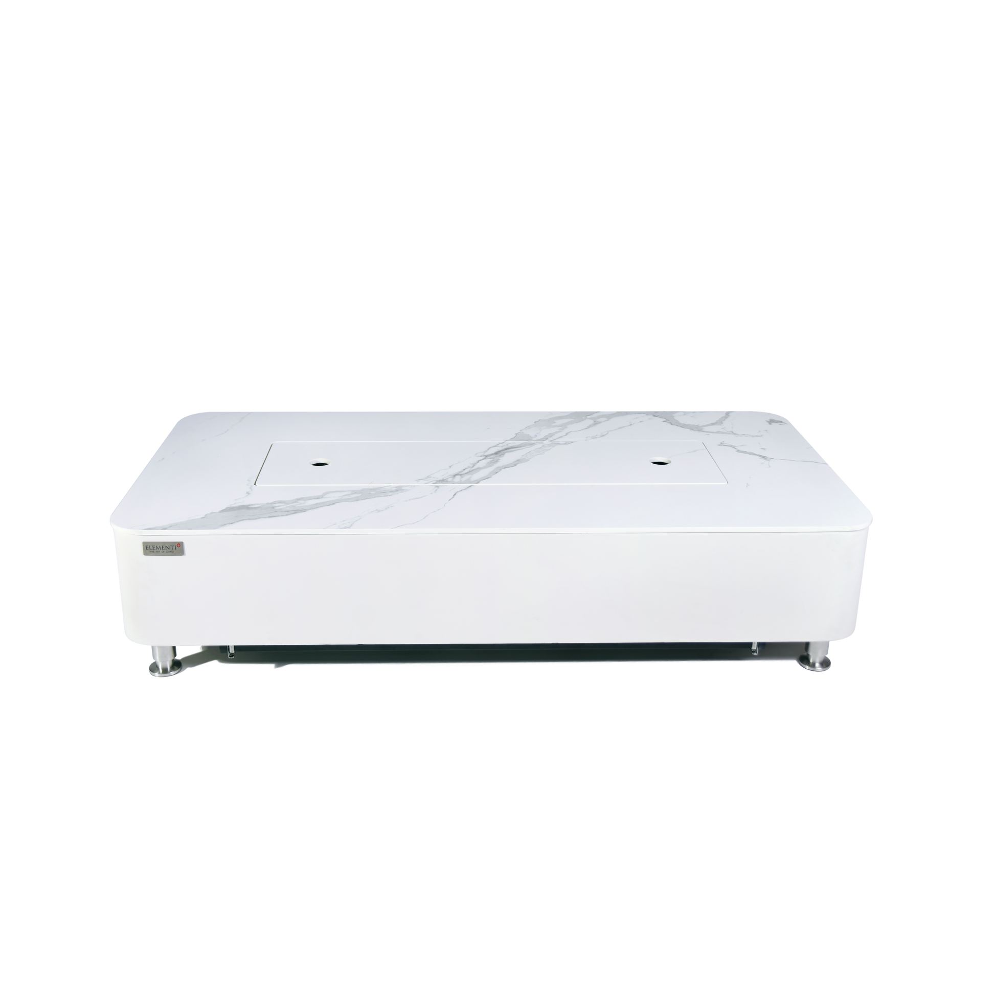 Elementi Plus Athens 30" Bianco White Concrete Liquid Propane Marble Porcelain Fire Table