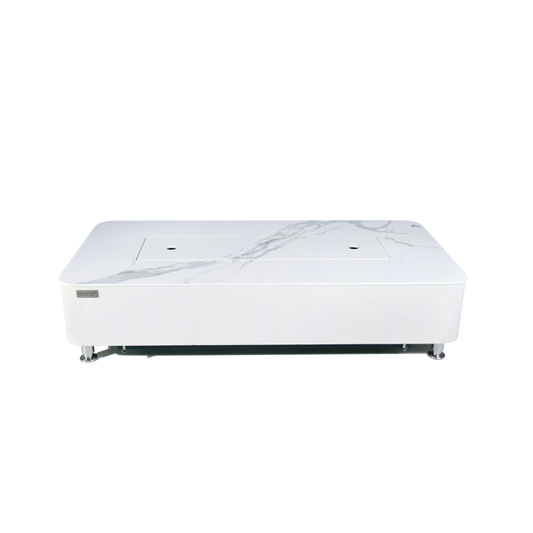 Elementi Plus Athens 30" Bianco White Concrete Liquid Propane Marble Porcelain Fire Table