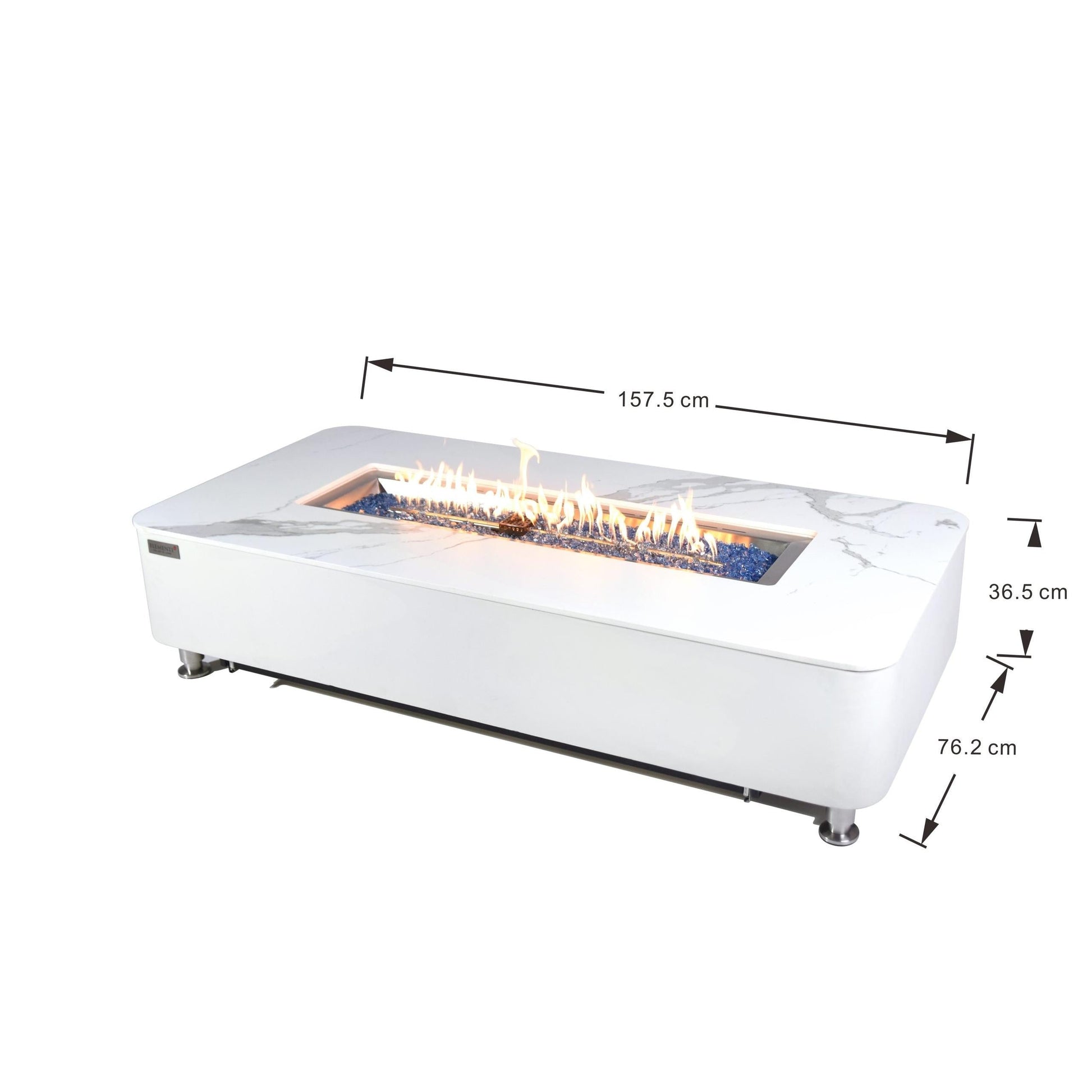 Elementi Plus Athens 30" Bianco White Concrete Natural Gas Marble Porcelain Fire Table