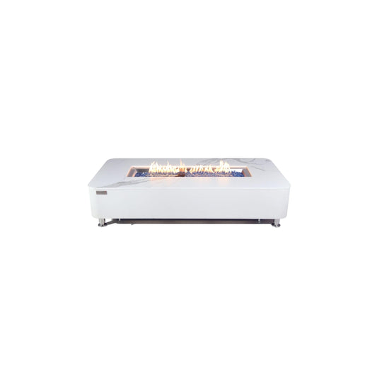 Elementi Plus Athens 30" Bianco White Concrete Natural Gas Marble Porcelain Fire Table