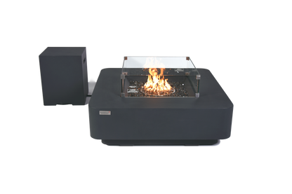 Elementi Plus Bergamo 42" Square Dark Grey Concrete Liquid Propane Fire Table