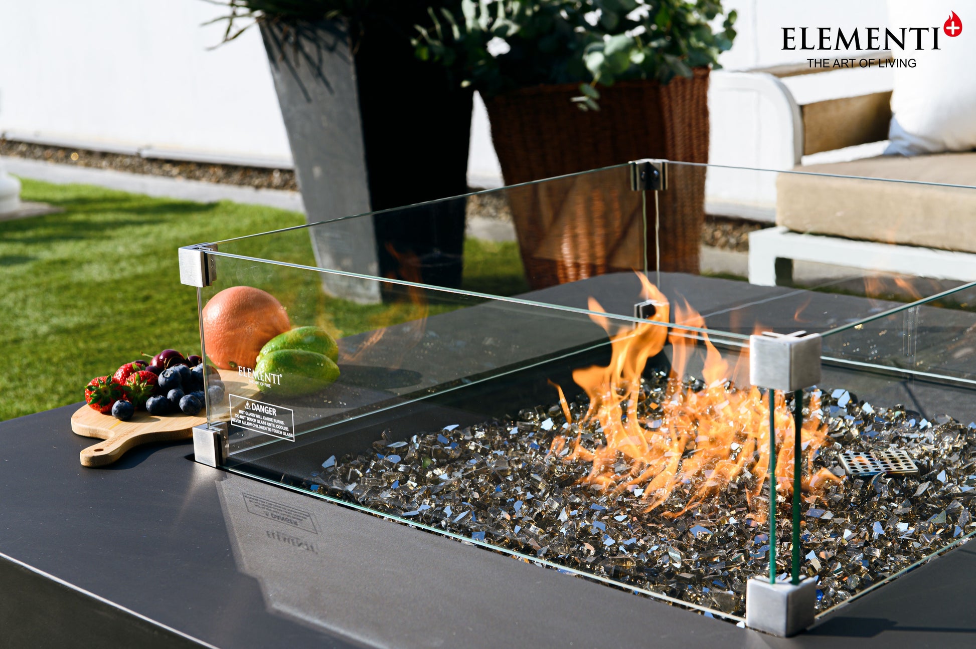 Elementi Plus Bergamo 42" Square Dark Grey Concrete Liquid Propane Fire Table