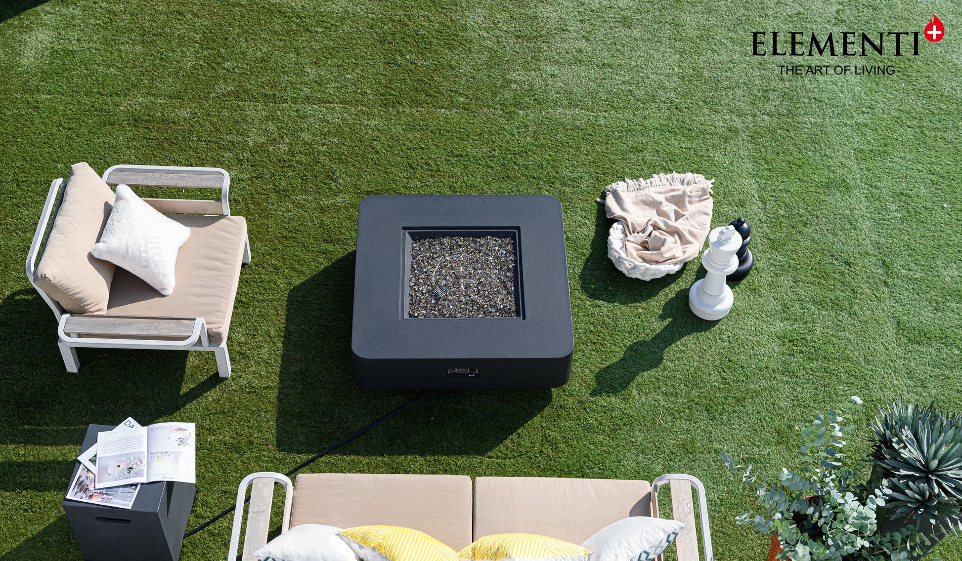 Elementi Plus Bergamo 42" Square Dark Grey Concrete Liquid Propane Fire Table
