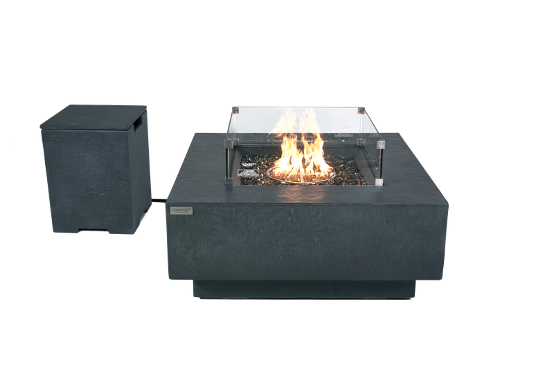 Elementi Plus Bergen 40" Square Dark Grey Concrete Liquid Propane Fire Table
