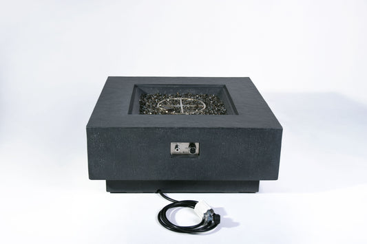 Elementi Plus Bergen 40" Square Dark Grey Concrete Liquid Propane Fire Table