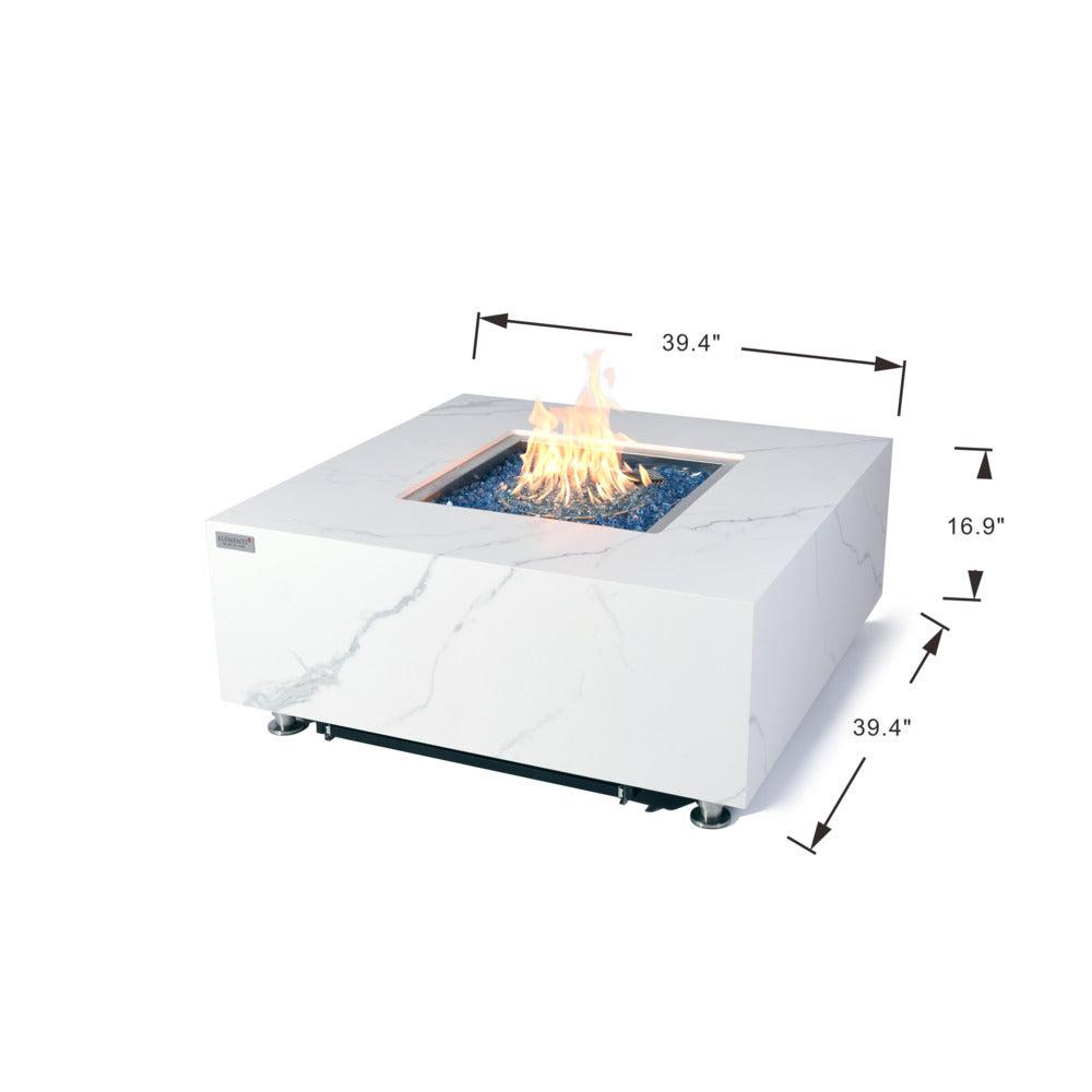 Elementi Plus Bianco 39" Bianco White Marble Porcelain Fire Table