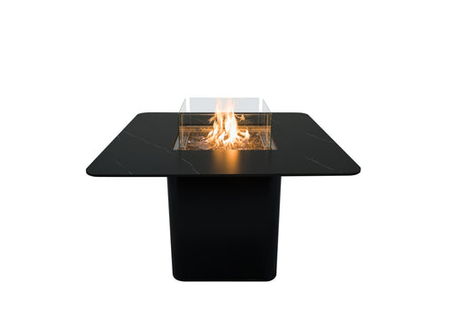 Elementi Plus Brugge 47" Bulgaria Black Marble Porcelain Liquid Propane Dining Table