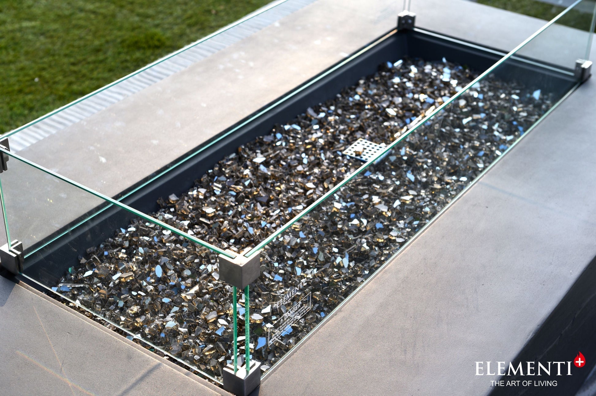 Elementi Plus Cape Town 32" Rectangle Slate Black Concrete Sandstone Liquid Propane Fire Table