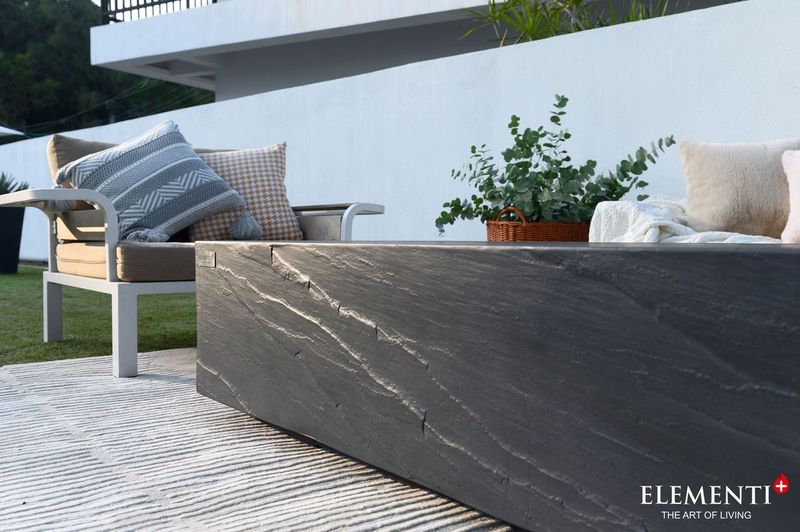 Elementi Plus Cape Town 32" Rectangle Slate Black Concrete Sandstone Natural Gas Fire Table