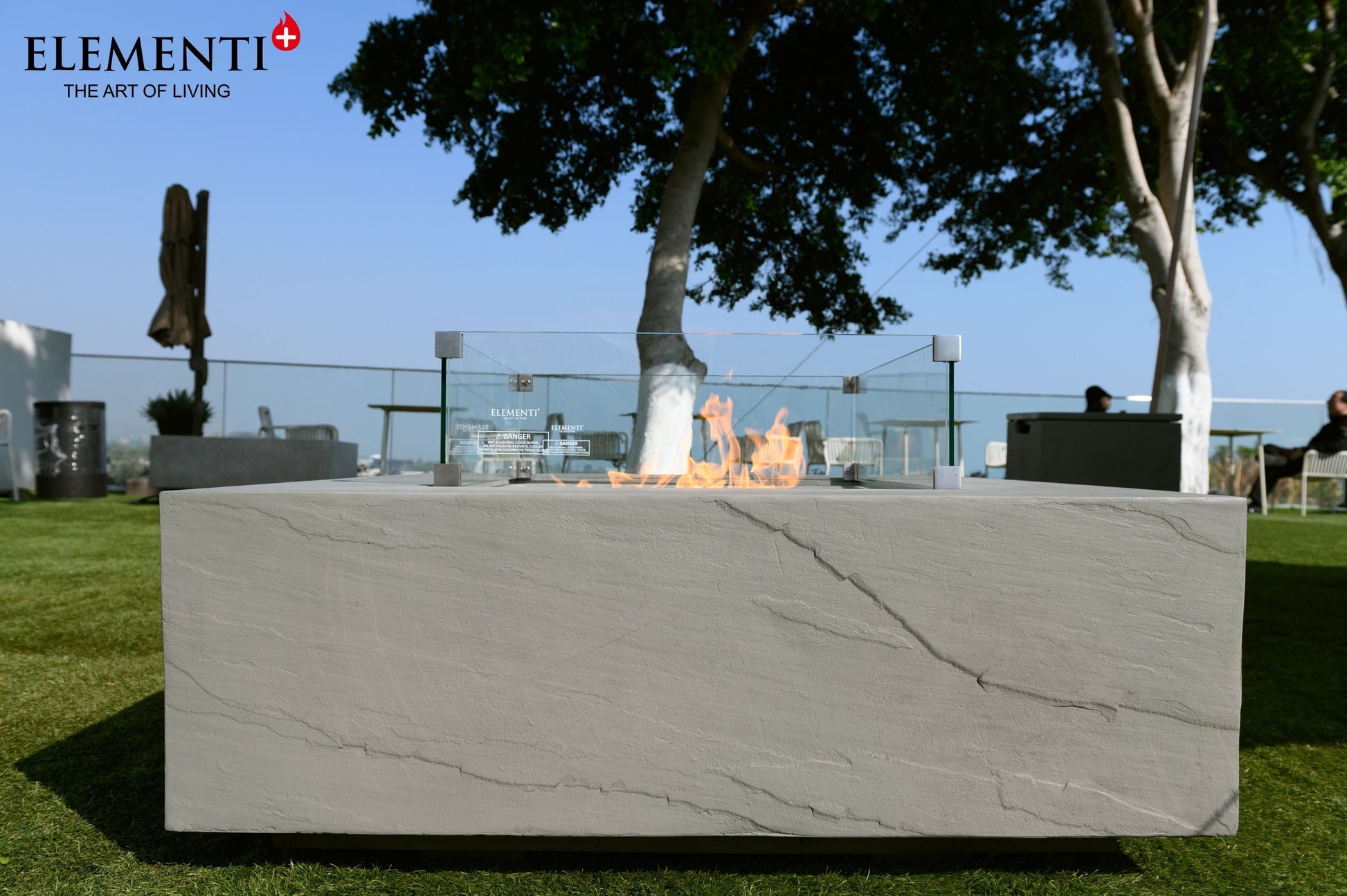 Elementi Plus Capertee 40" Square Space Grey Concrete Liquid Propane Fire Table
