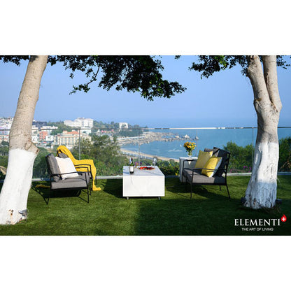 Elementi Plus Carrara 28" Rectangle Bianco White Marble Porcelain Natural Gas Fire Table