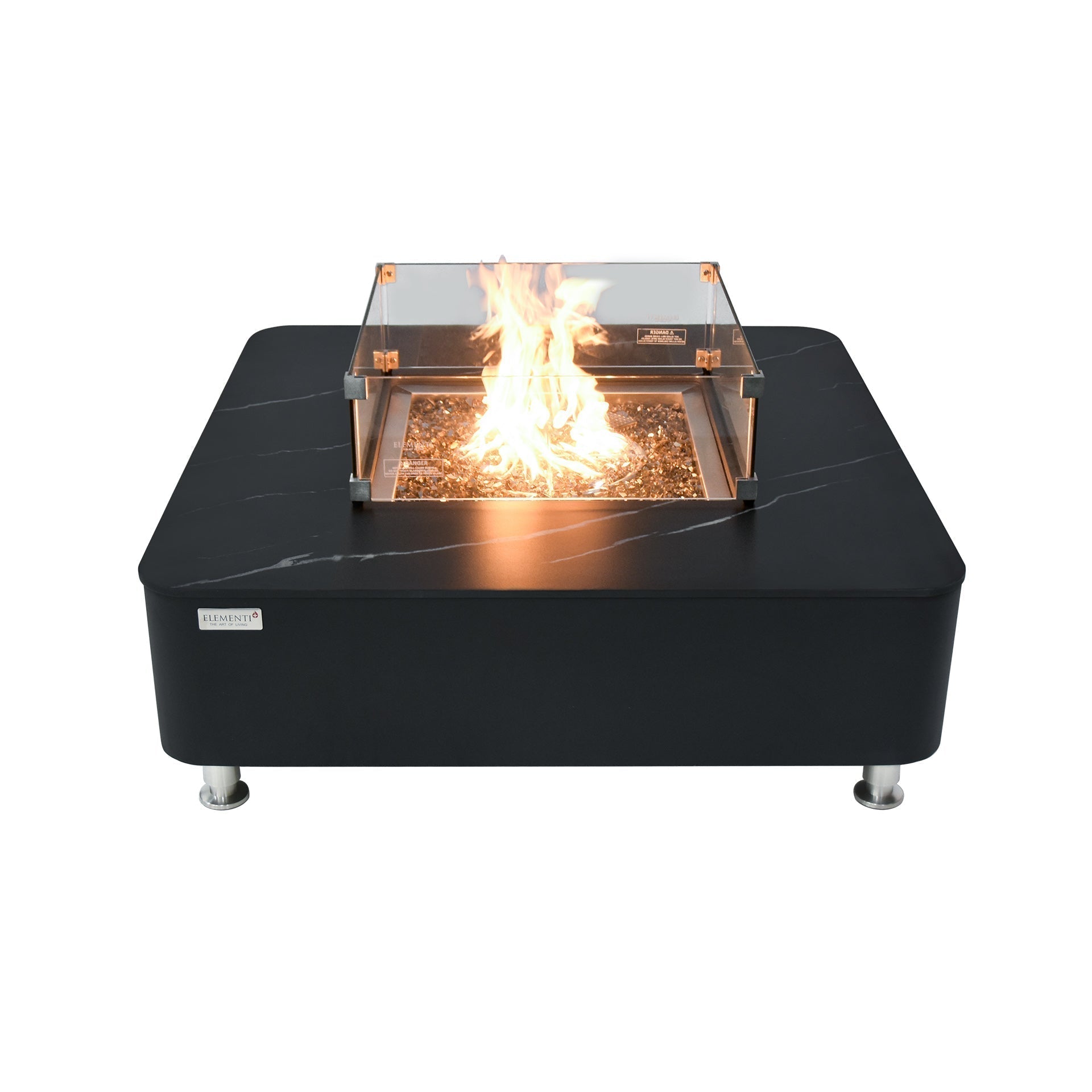 Elementi Plus Copenhagen 42" Bulgaria Black Marble Porcelain Liquid Propane Fire Table