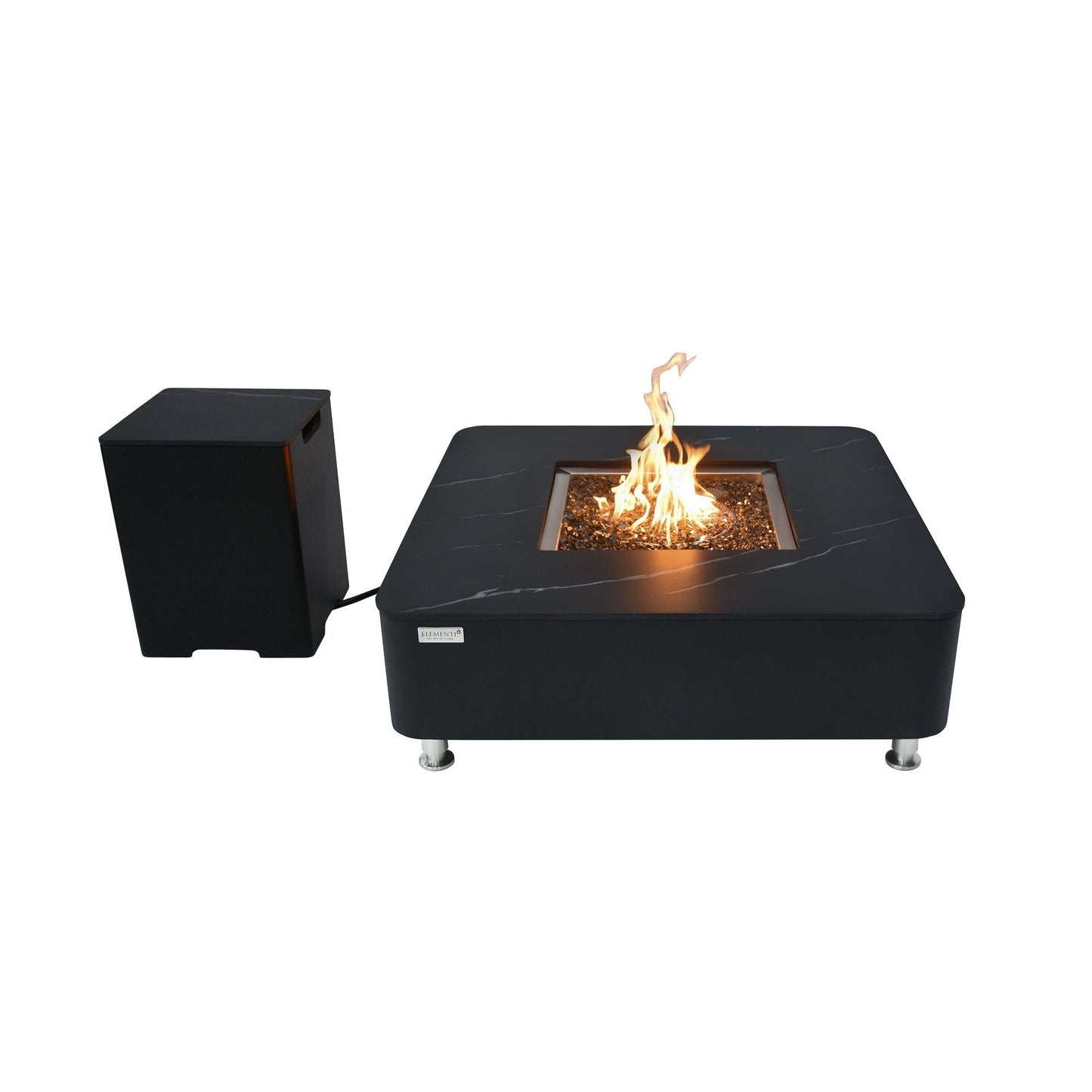 Elementi Plus Copenhagen 42" Bulgaria Black Marble Porcelain Liquid Propane Fire Table