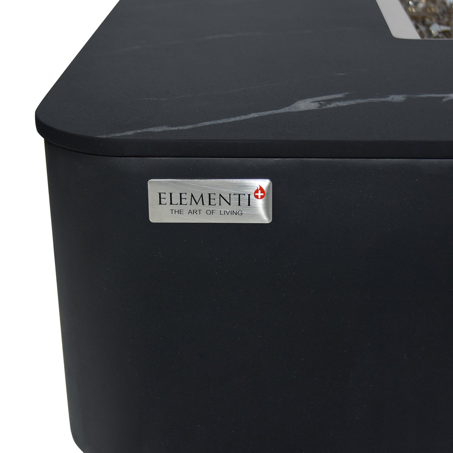 Elementi Plus Copenhagen 42" Bulgaria Black Marble Porcelain Liquid Propane Fire Table
