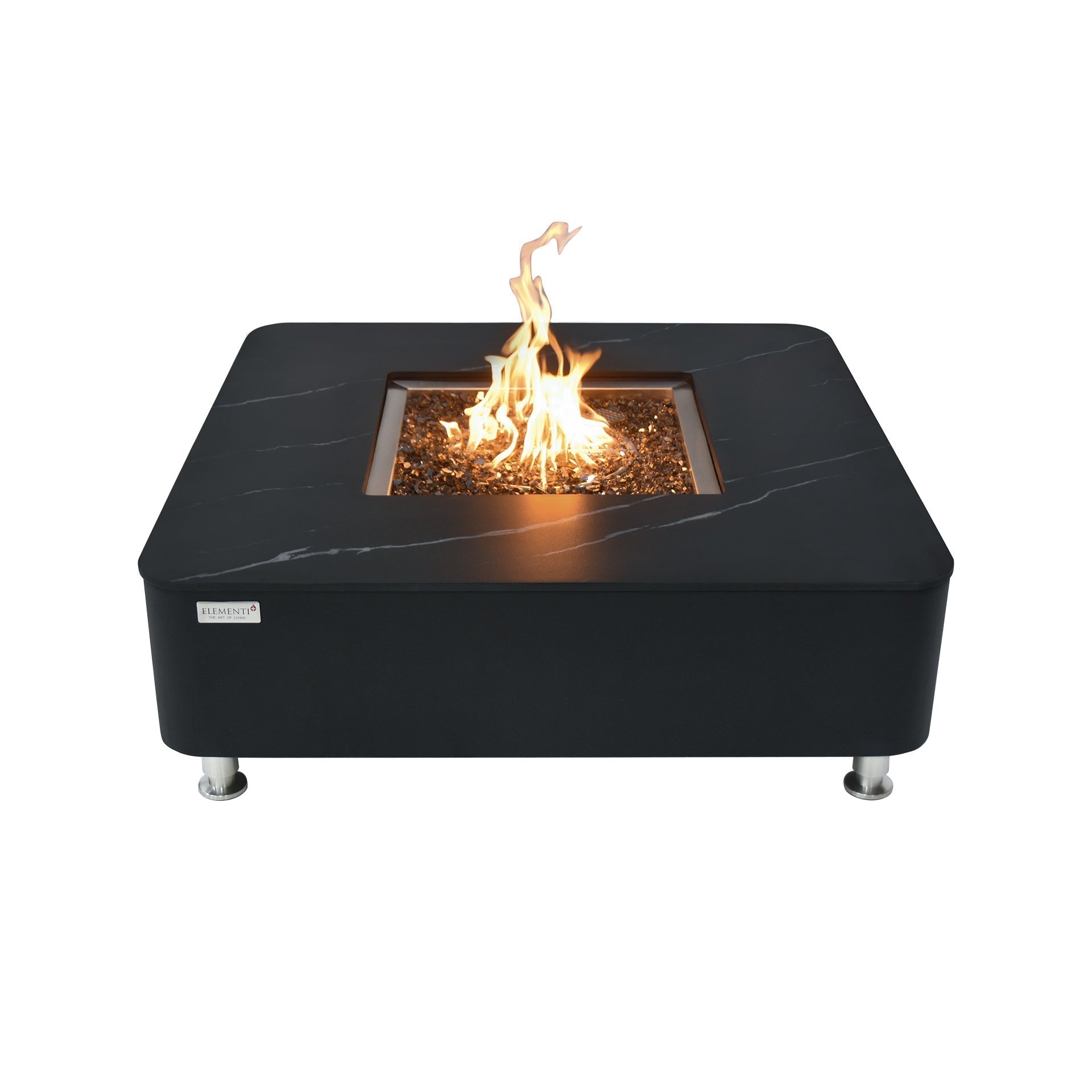 Elementi Plus Copenhagen 42" Bulgaria Black Marble Porcelain Liquid Propane Fire Table