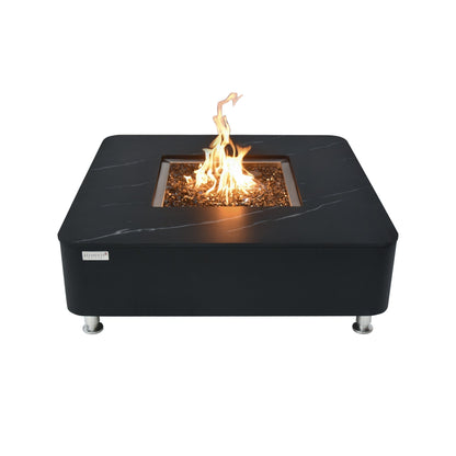 Elementi Plus Copenhagen 42" Bulgaria Black Marble Porcelain Liquid Propane Fire Table