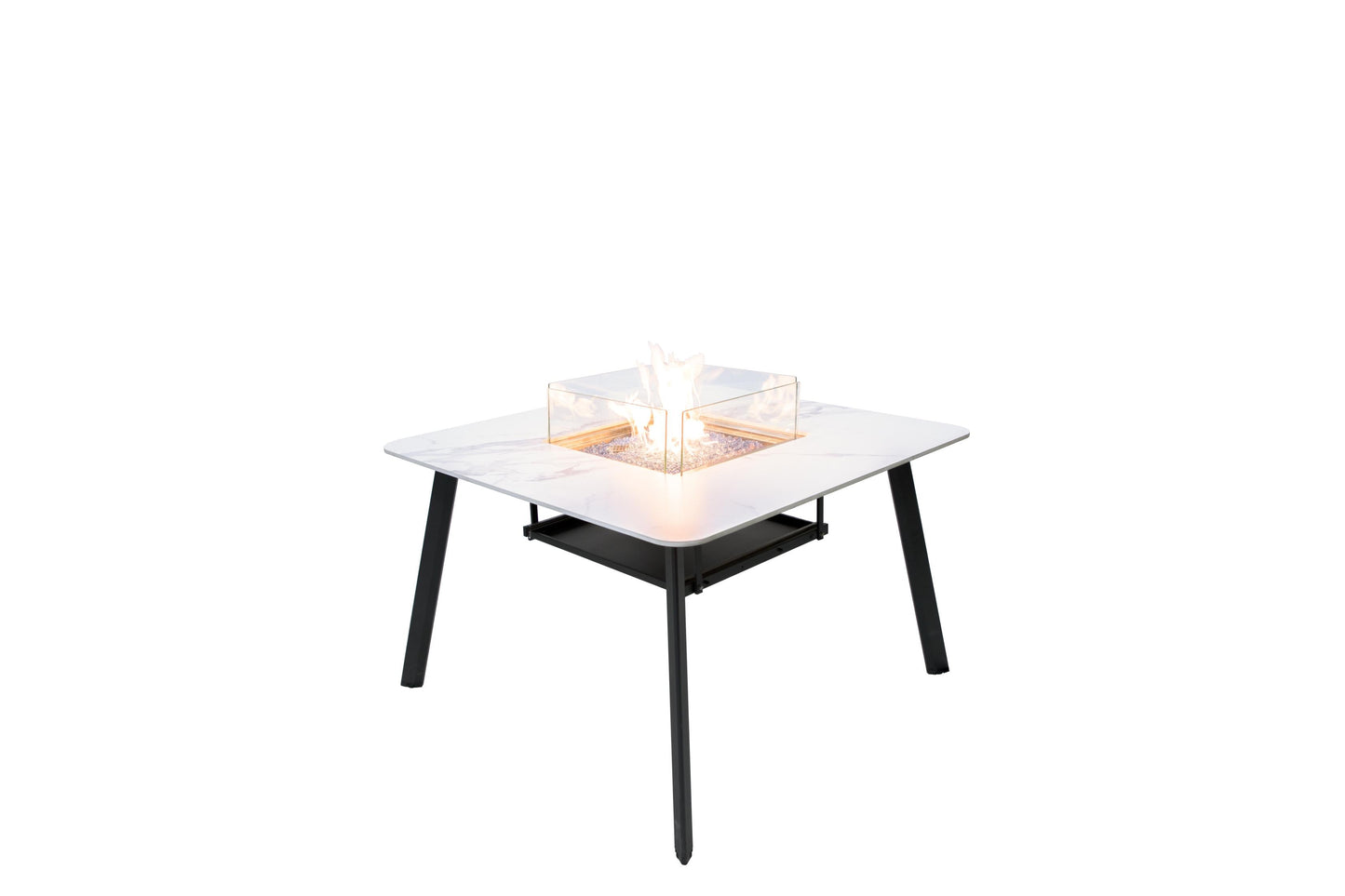 Elementi Plus Helsinki 47" Bianco White Marble Porcelain Liquid Propane Dining Table