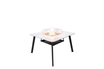 Elementi Plus Helsinki 47" Bianco White Marble Porcelain Liquid Propane Dining Table