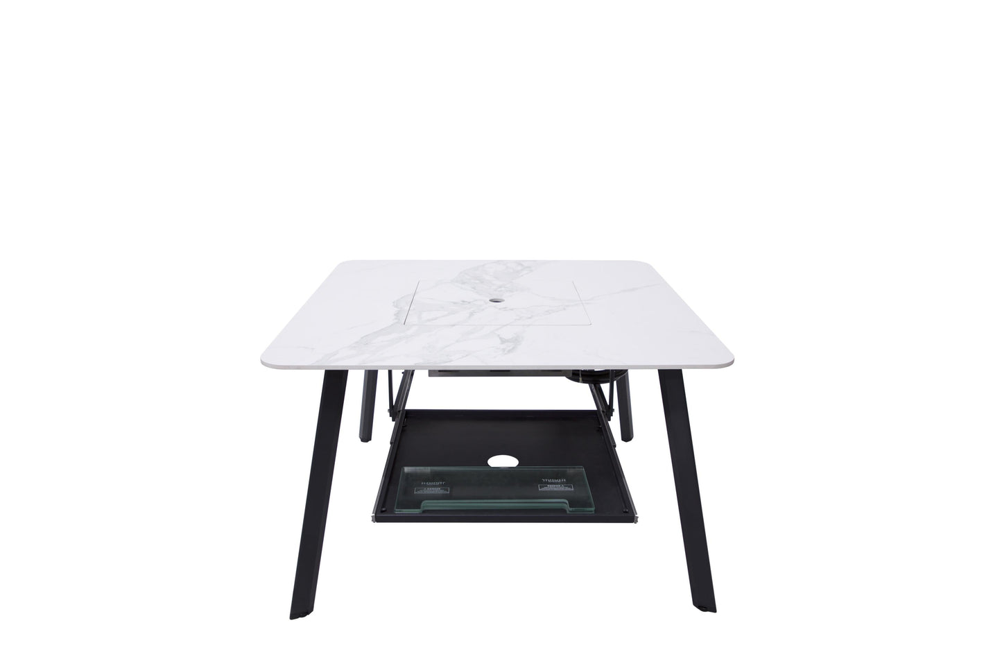 Elementi Plus Helsinki 47" Bianco White Marble Porcelain Liquid Propane Dining Table