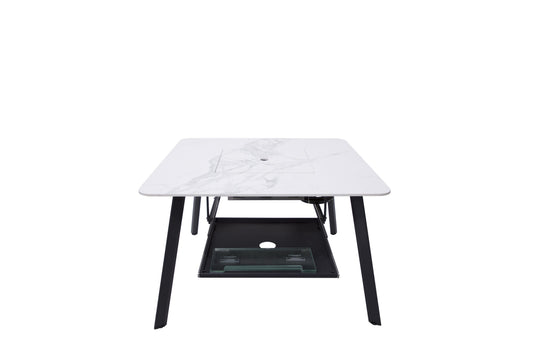Elementi Plus Helsinki 47" Bianco White Marble Porcelain Liquid Propane Dining Table