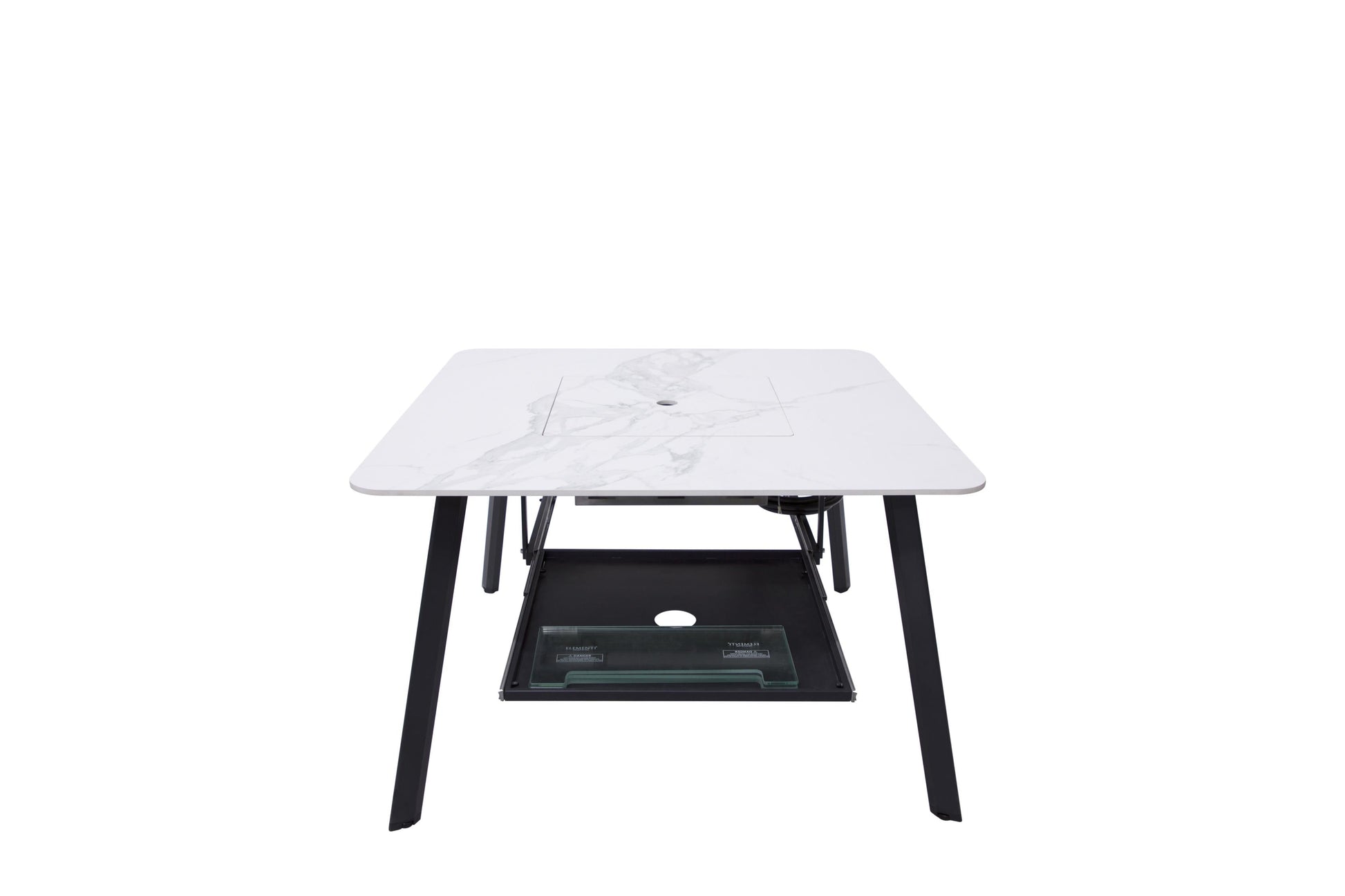 Elementi Plus Helsinki 47" Bianco White Marble Porcelain Natural Gas Dining Table