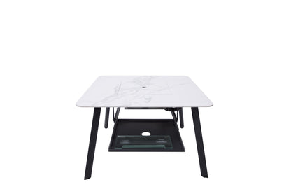 Elementi Plus Helsinki 47" Bianco White Marble Porcelain Natural Gas Dining Table