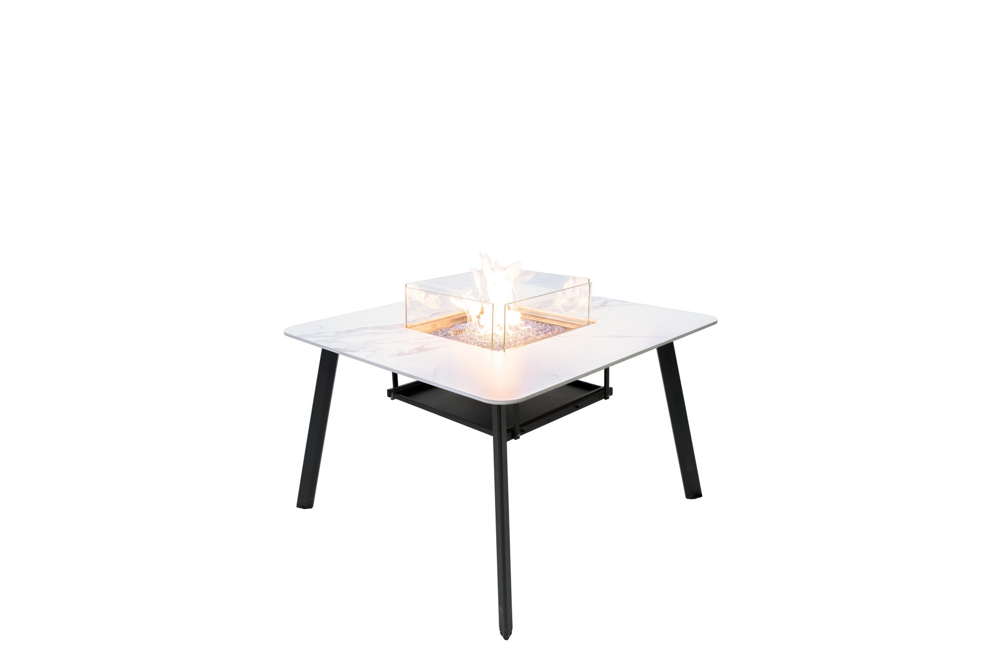 Elementi Plus Helsinki 47" Bianco White Marble Porcelain Natural Gas Dining Table