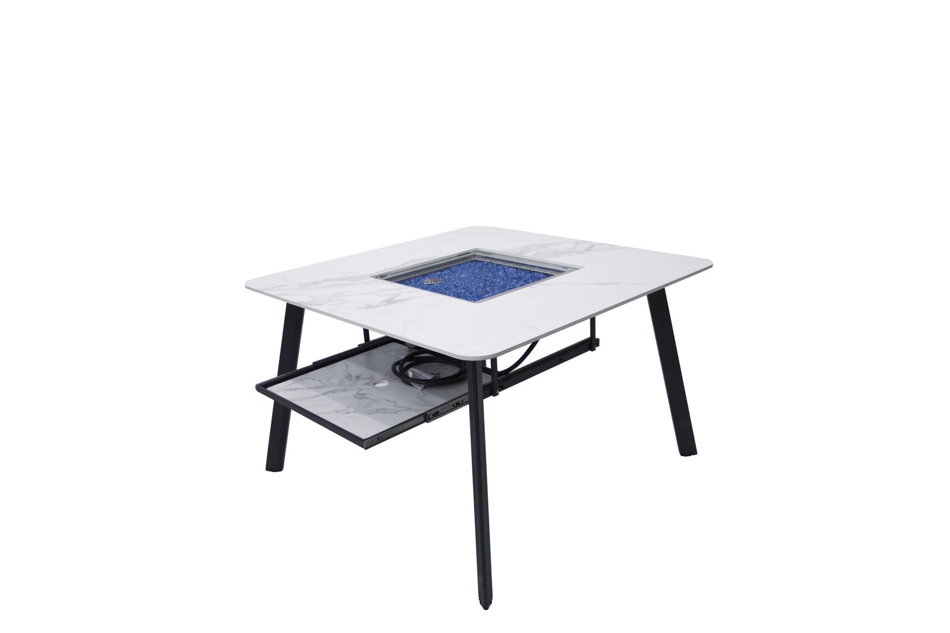 Elementi Plus Helsinki 47" Bianco White Marble Porcelain Natural Gas Dining Table