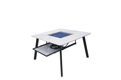 Elementi Plus Helsinki 47" Bianco White Marble Porcelain Natural Gas Dining Table