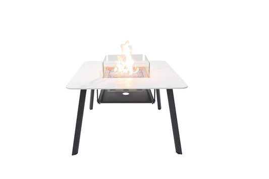 Elementi Plus Helsinki 47" Bianco White Marble Porcelain Natural Gas Dining Table